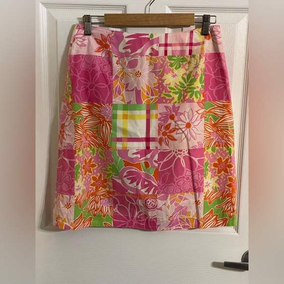Lilly Pulitzer Pink and Green Floral Patchwork Skirt Size 8‎ - Picture 4 of 11
